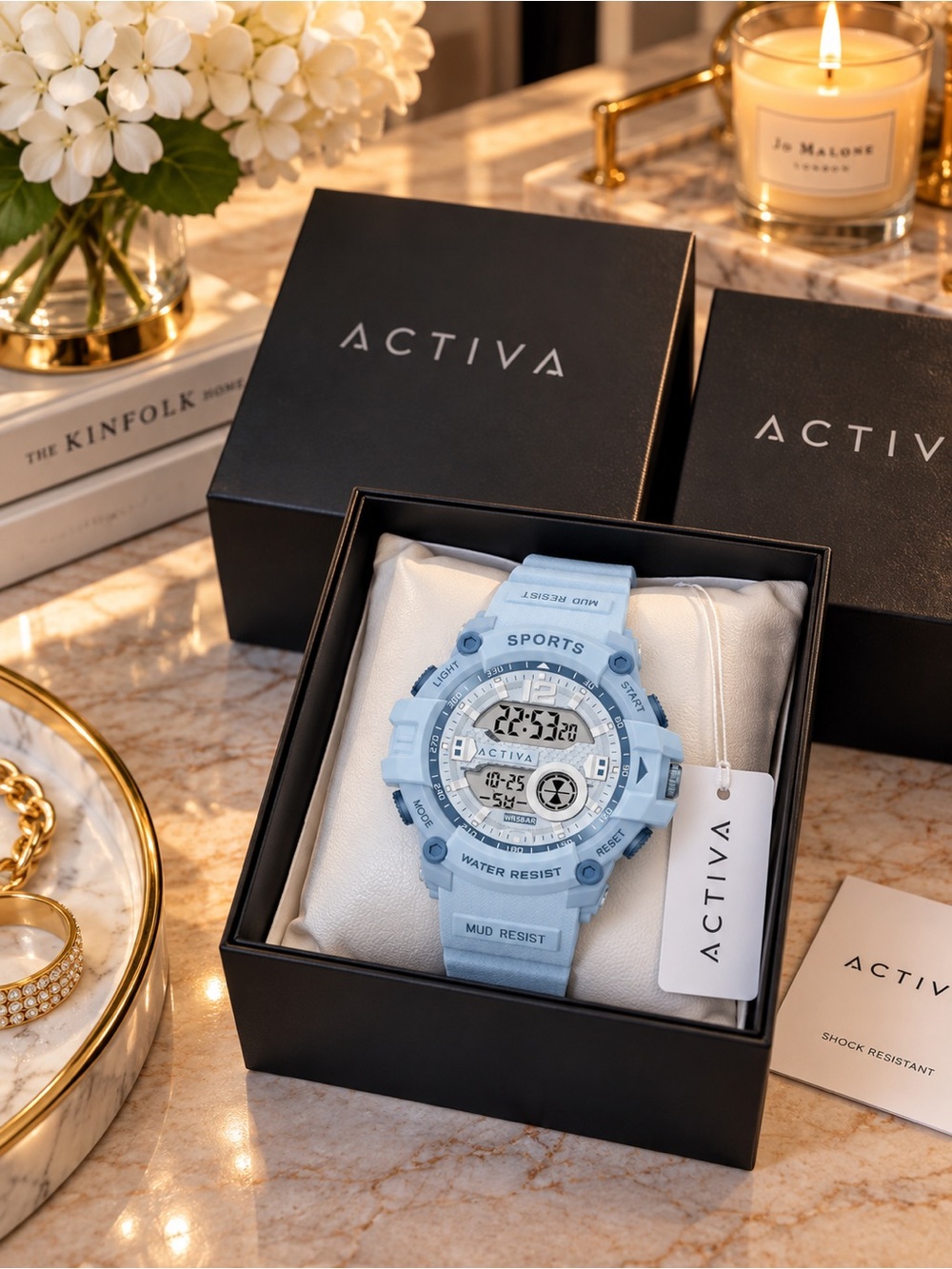 Activa x Invicta ACW533-007 Ice Blue Digital Sport Watch 46mm NWT